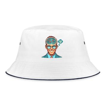 Mindful Bicycle Thinker Illustration - Bucket Hat - white/navy - Front