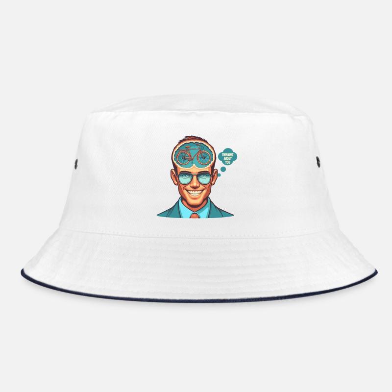 Mindful Bicycle Thinker Illustration Bucket Hat