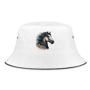 Horse - Bucket Hat - white/navy - Front