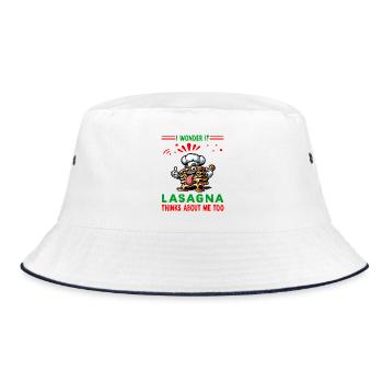 Ich frage mich, ob Lasagne auch an mich denkt - Bucket Hat - Weiß/Navy - Vorne