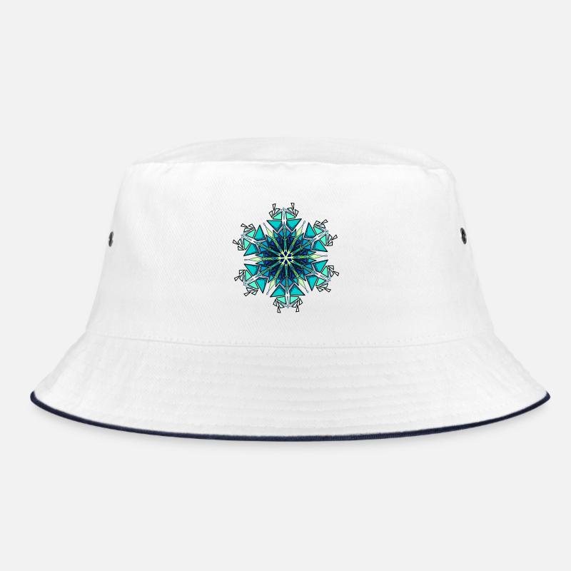 Schneeflocke - Bucket Hat - Weiß/Navy