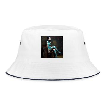 Porträt Frau 05 Tatoo Tippfehler - Bucket Hat - Weiß/Navy - Vorne