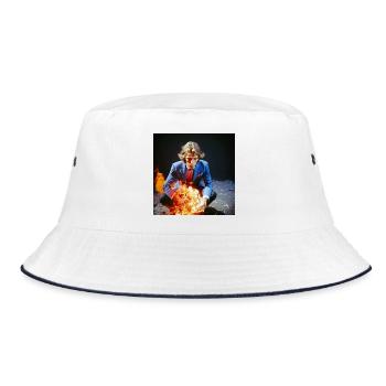 Der Burning Man 02 - Bucket Hat - Weiß/Navy - Vorne