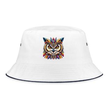 Owl - Bucket Hat - white/navy - Front