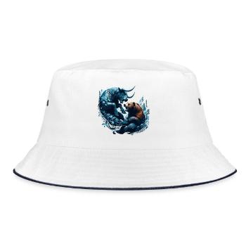 Finanzen Stier Bär Kampf Wallstreet Geschenk - Bucket Hat - Weiß/Navy - Vorne