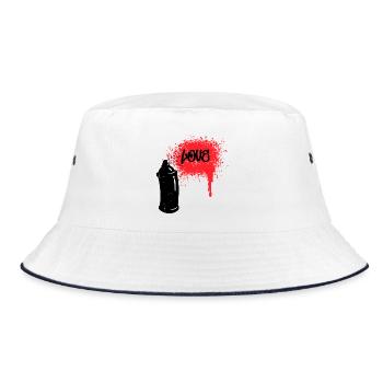 Zeichnen Graffiti Funky Spraydose Strassenkunst - Bucket Hat - Weiß/Navy - Vorne