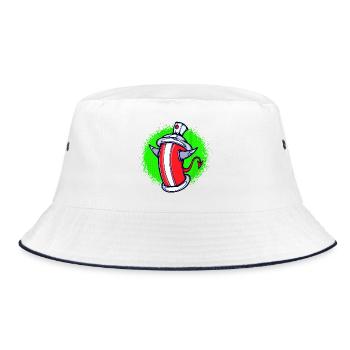Spraydose Kunst Illustration Graffiti Street Art - Bucket Hat - Weiß/Navy - Vorne