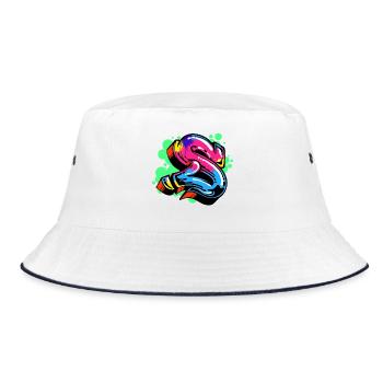 Strassenkunst Graffiti Kunst Zeichnen Illustration - Bucket Hat - Weiß/Navy - Vorne