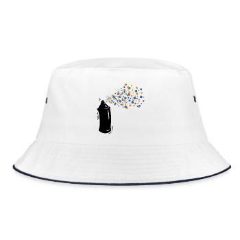 Wildstyle Sprayer Graffti Spraydose Strassenkunst - Bucket Hat - Weiß/Navy - Vorne