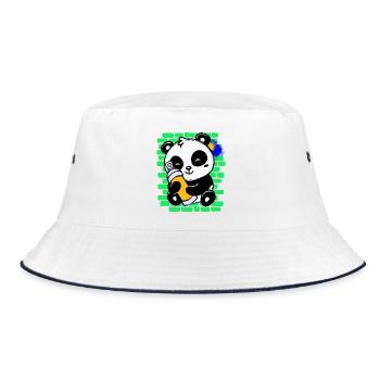 Graffiti Panda Drawing Illustration Spray Can - Bucket Hat - white/navy - Front