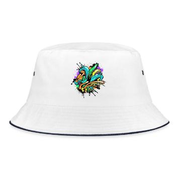 Graffiti Kunst Zeichnen Illustration Strassenkunst - Bucket Hat - Weiß/Navy - Vorne