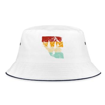 Sonnenuntergang Wald Trek Retro - Bucket Hat - Weiß/Navy - Vorne