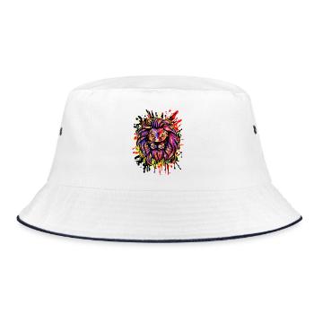 Lion Graffiti Kunst Strassenkunst Wildstyle - Bucket Hat - Weiß/Navy - Vorne