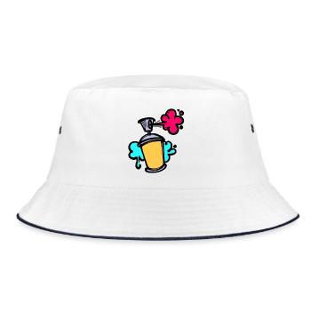 Kunst Graffiti Sprayer Spraydose Street Art - Bucket Hat - Weiß/Navy - Vorne