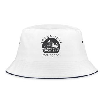 alte Lok Zug Bahn Sächsiche Bahn Symbol Logo - Bucket Hat - Weiß/Navy - Vorne