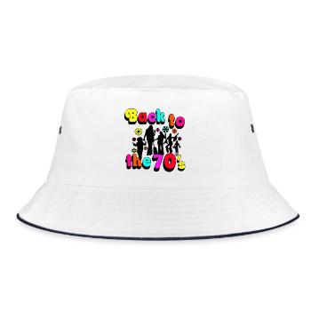 70er Jahre , 70er Party , Back to.....(25) - Bucket Hat - Weiß/Navy - Vorne
