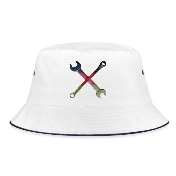 Deutsche Flaggenwerkzeug Kreuz - Bucket Hat - Weiß/Navy - Vorne
