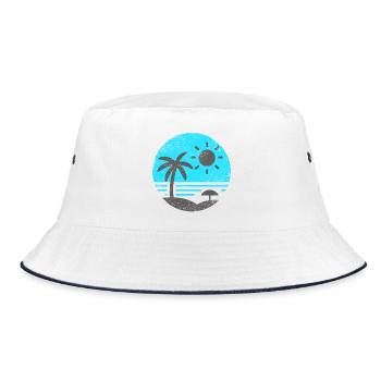 Vintage Beach Blue Grey - Bucket Hat - white/navy - Front