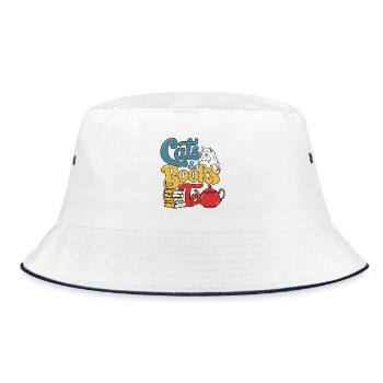 Cats and Books Theme Design - Bucket Hat - white/navy - Front