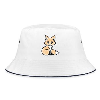 Red Fox (Black) - Bucket Hat - white/navy - Front
