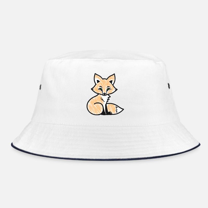 Red Fox (Black) - Bucket Hat - white/navy
