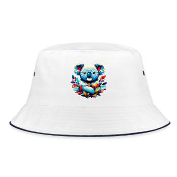 Koala - Bucket Hat - Weiß/Navy - Vorne