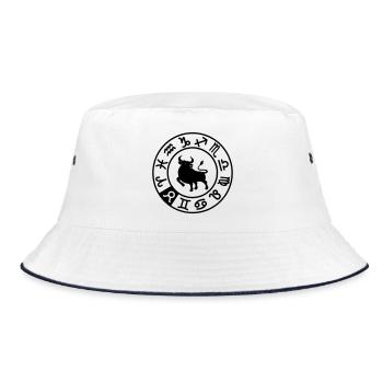 Taurus zodiac sign in circle of twelve signs - Bucket Hat - white/navy - Front