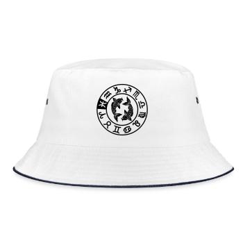 Pisces zodiac sign in circle of twelve signs - Bucket Hat - white/navy - Front