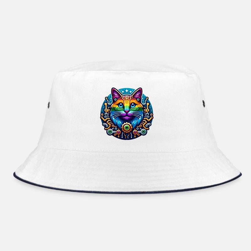 Mechanical Rainbow Cat Bucket Hat