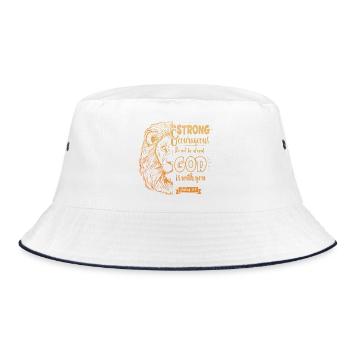 Joshua 1 9 - Be strong and courageous - Bucket Hat - Weiß/Navy - Vorne
