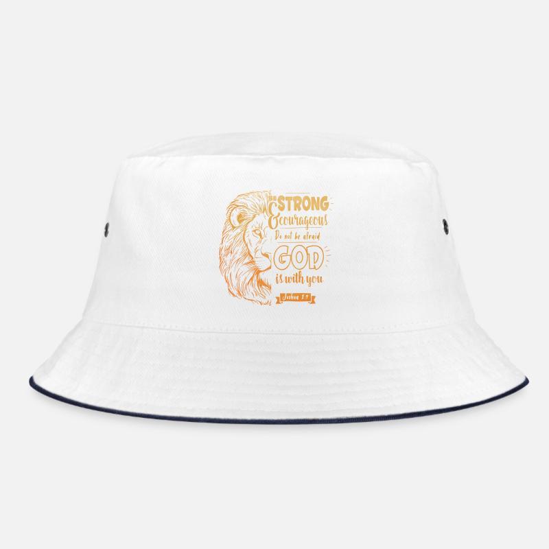 Joshua 1 9 - Be strong and courageous - Bucket Hat - Weiß/Navy
