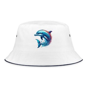Delfin - Bucket Hat - Weiß/Navy - Vorne