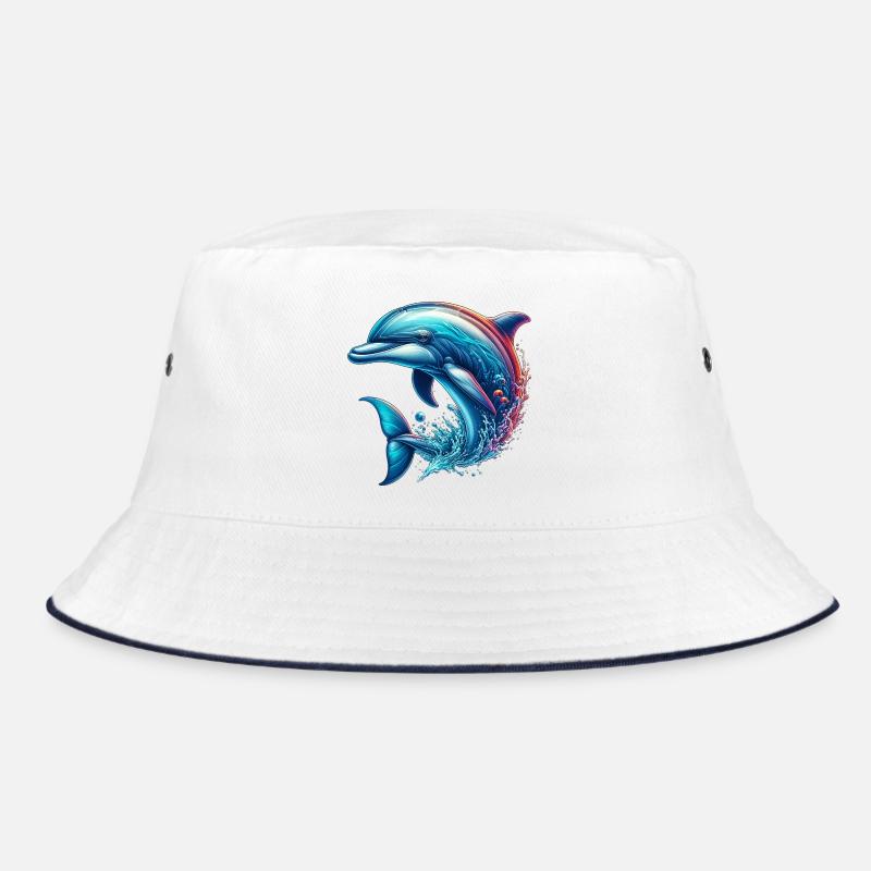 Delfin - Bucket Hat - Weiß/Navy