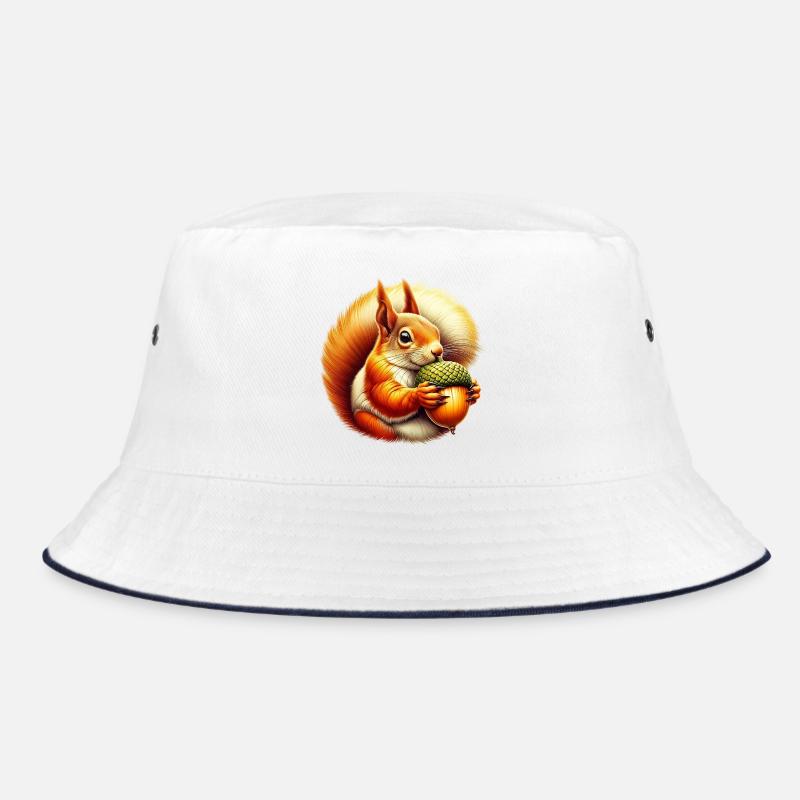 Eichhörnchen - Bucket Hat - Weiß/Navy
