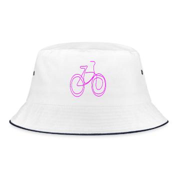LINE ART FAHRRAD PINK MINIMALISMUS - Bucket Hat - Weiß/Navy - Vorne