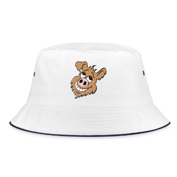Pig dog - laughing - Bucket Hat - white/navy - Front