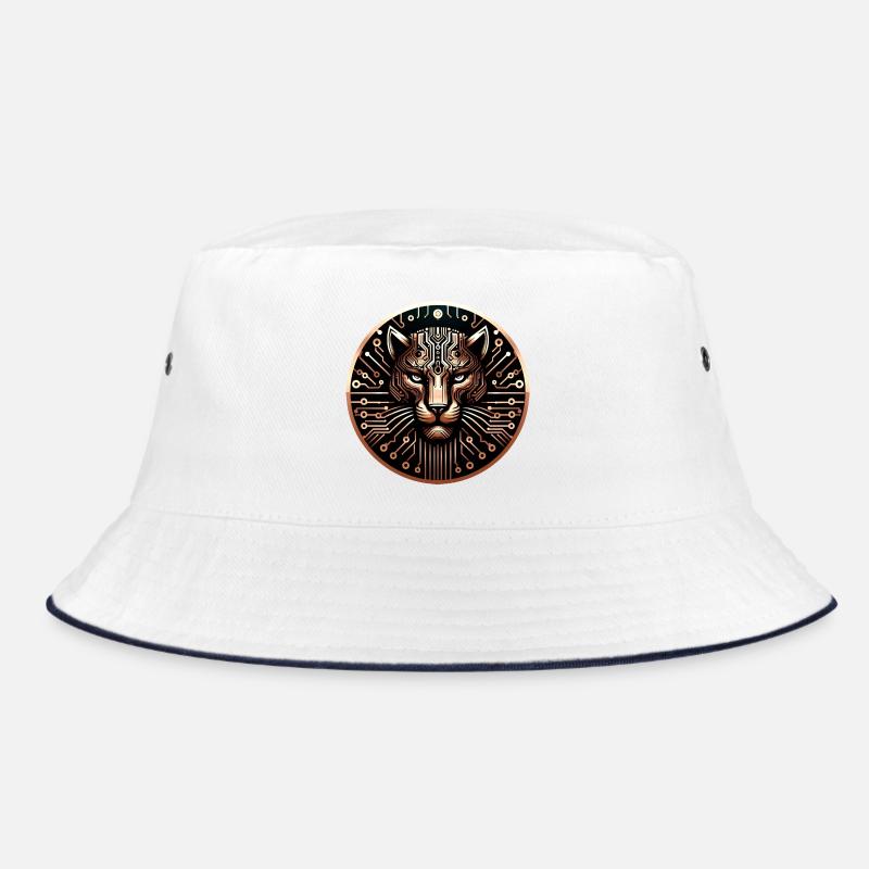 Cyber Leopard Circuit Board Digital Art Bucket Hat