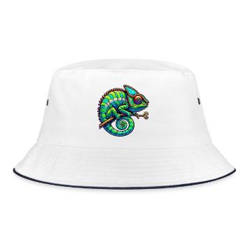 Chamäleon - Bucket Hat - Weiß/Navy - Vorne