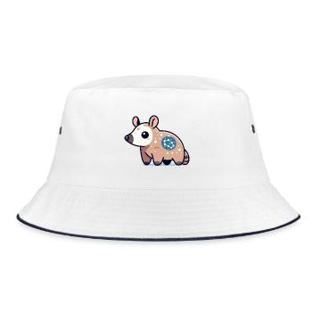 Stellar Spotted Opossum: Cosmic Forager - Bucket Hat - white/navy - Front
