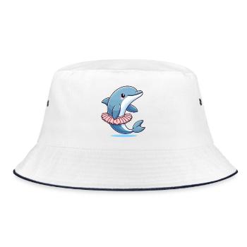 Ballett-Delfin: Anmutige Wellen - Bucket Hat - Weiß/Navy - Vorne