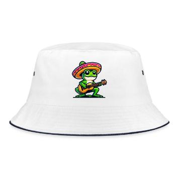 Sombrero Serenade: A Frog's Musical Fiesta - Bucket Hat - white/navy - Front