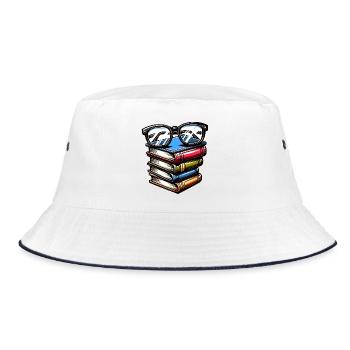 Book Smarts: The Scholarly Stack - Bucket Hat - white/navy - Front