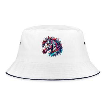 Horse - Bucket Hat - white/navy - Front