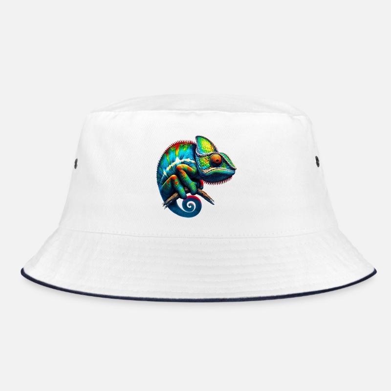 Chamäleon - Bucket Hat - Weiß/Navy