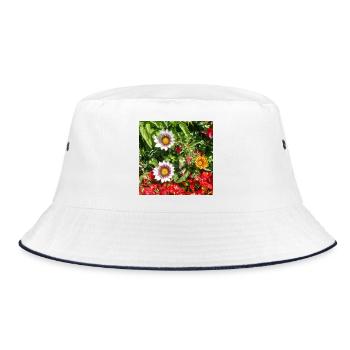 plant – sun kiss on joie de vivre - Bucket Hat - white/navy - Front