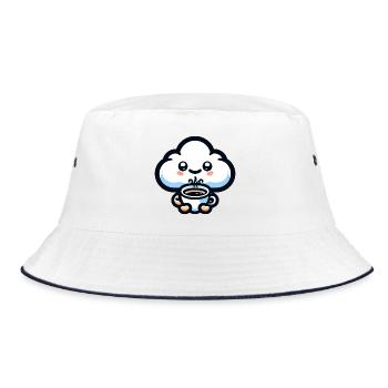 Caffeine Cumulus: The Cheerful Cloud - Bucket Hat - white/navy - Front