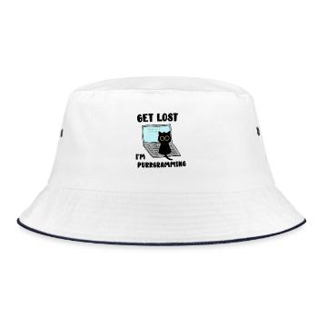 Get Lost I'm purrgramming - Bucket Hat - Weiß/Navy - Vorne