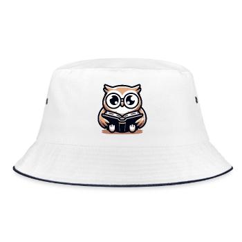 Wise Owl Reader Bookish Charm - Bucket Hat - white/navy - Front