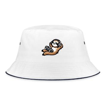 Game On Sloth: The Chill Gamer - Bucket Hat - white/navy - Front