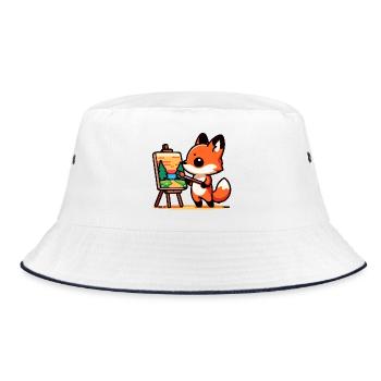 Fox Palette: Der Waldmaler - Bucket Hat - Weiß/Navy - Vorne